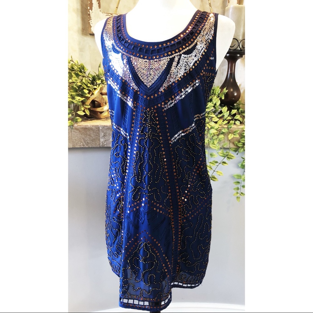 NWT (S) Alya from Francesca's Navy Sequin Dress